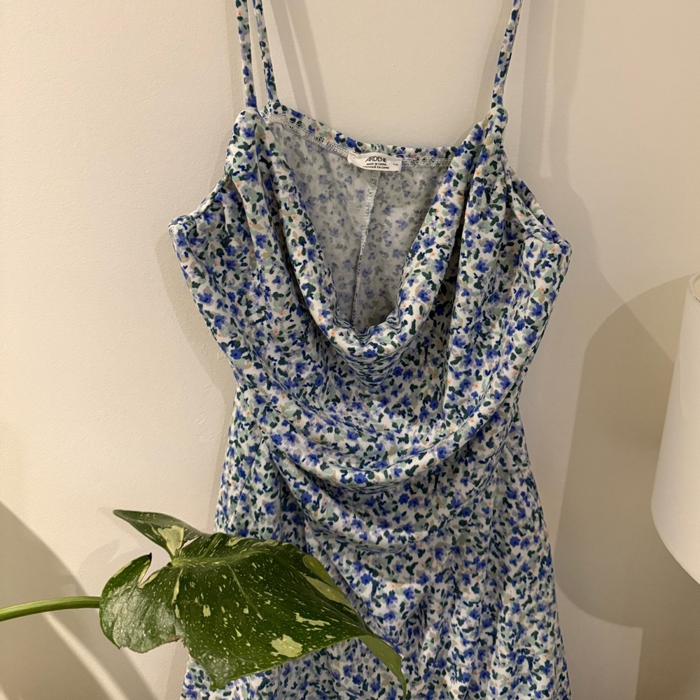 Ardene White Blue Floral Cowl Slip Dress